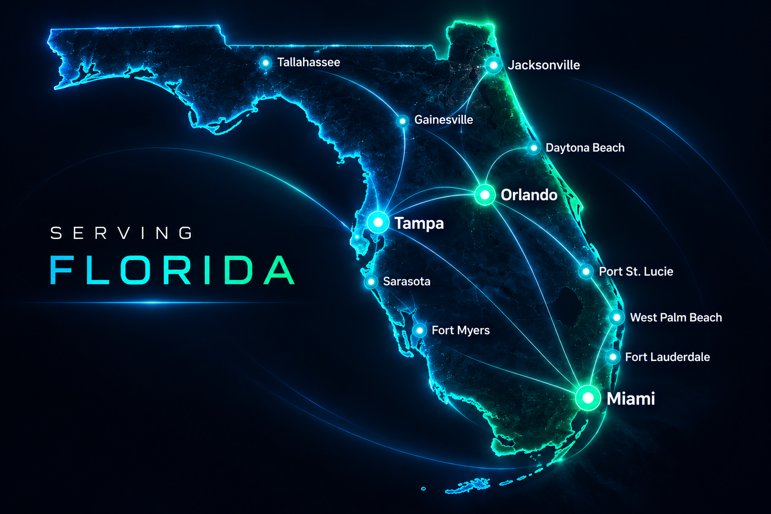 Vantora Energy serving Florida — map showing coverage across major cities