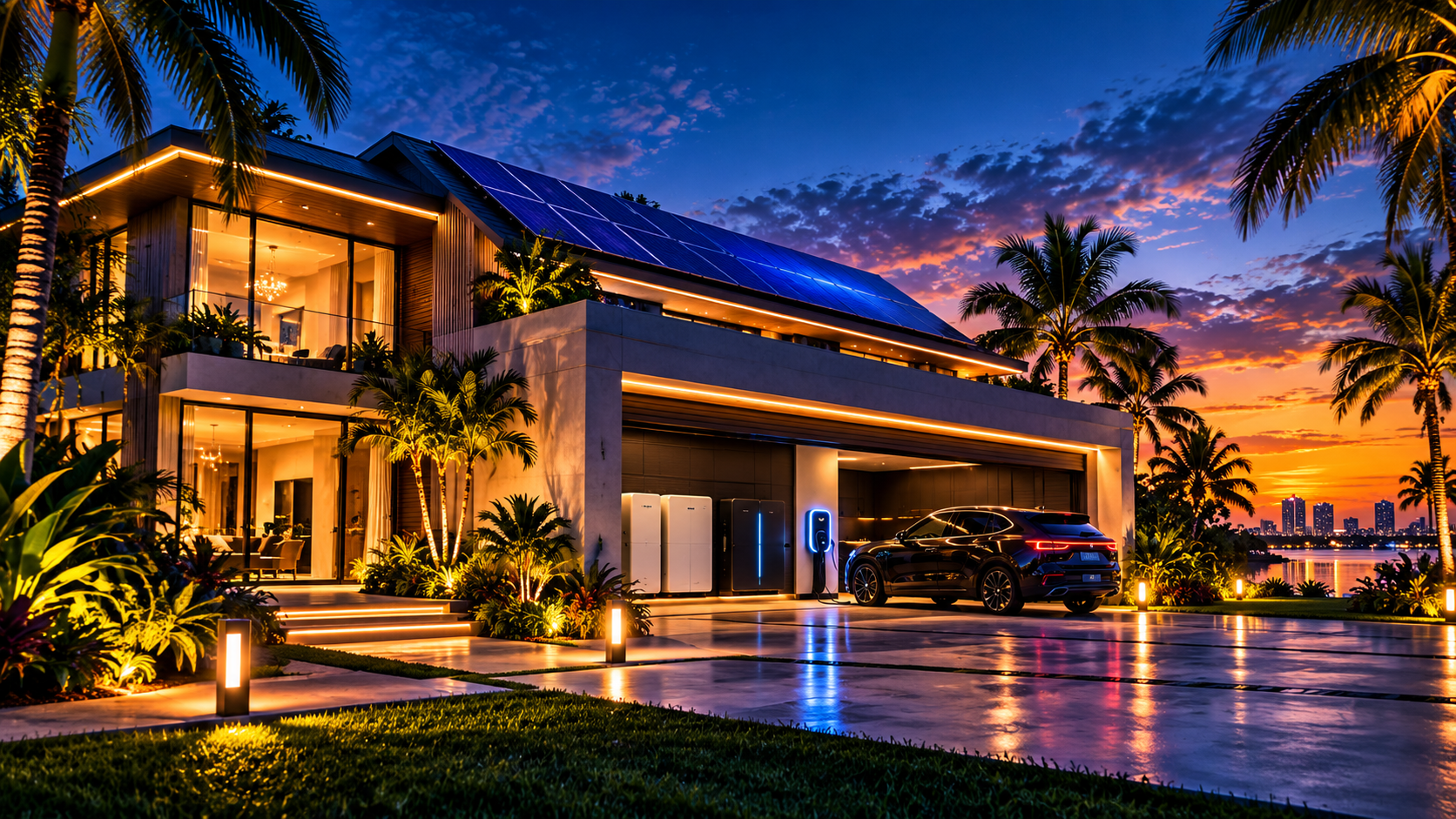Florida homeowners with Vantora Energy solar installation